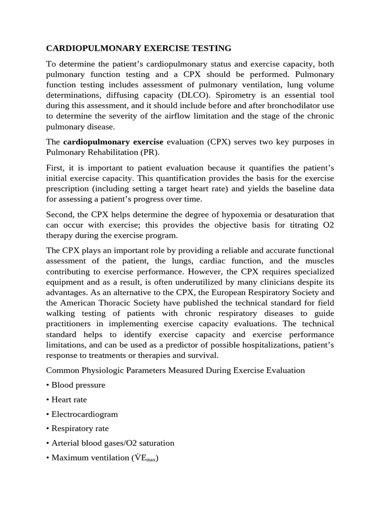 Cardiopulmonary Exercise | PDF | Echocardiography | Heart