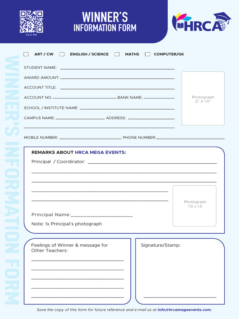 Winner's Information Submission Form | PDF