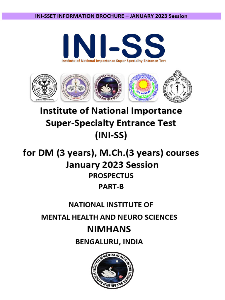 INI-SS Entrance Test Info for 2023 | PDF | Doctor Of Medicine | Psychiatry