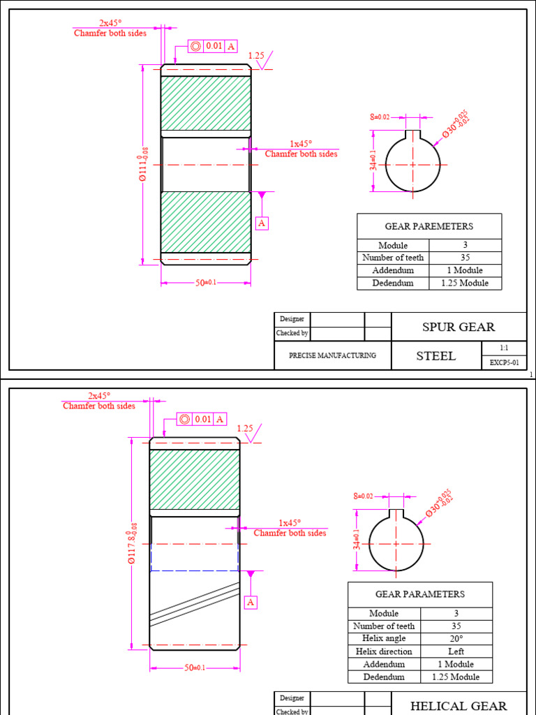 2x45° Chamfer Specifications | PDF | Gear | Mechanical Engineering