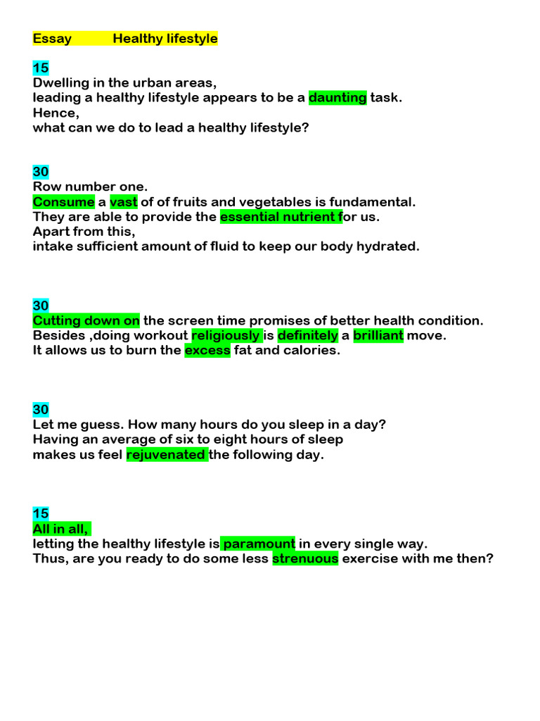 Embracing a Healthy Lifestyle | PDF