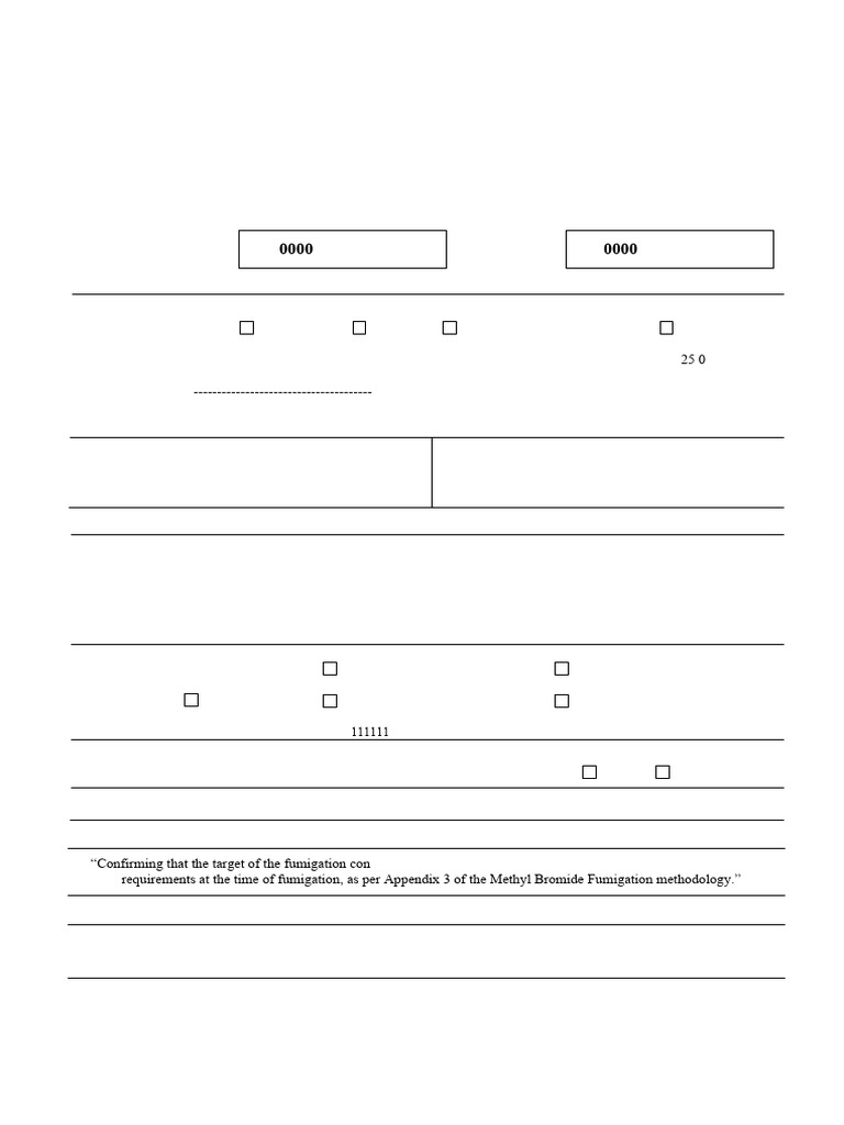 Methyl Bromide Fumigation Certificate | PDF