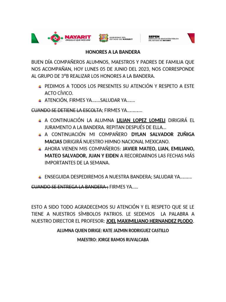 Honores a la Bandera de El Salvador | PDF