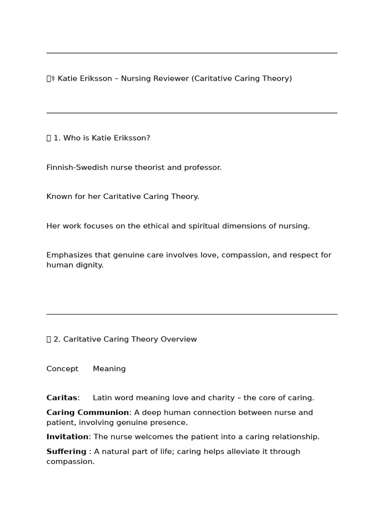 Katie Eriksson's Caritative Caring Theory | PDF | Nursing | Suffering