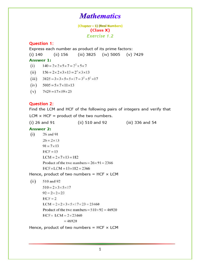 Prime Factorization and LCM/HCF Exercises | PDF | Line (Geometry ...