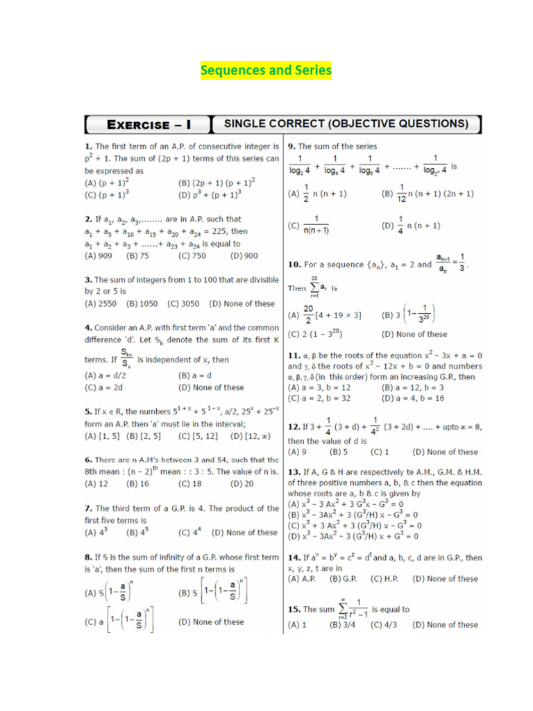 Sequences and SerieS | PDF
