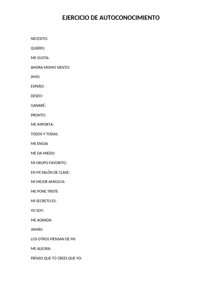 Ficha de Autoconocimiento Personal | PDF