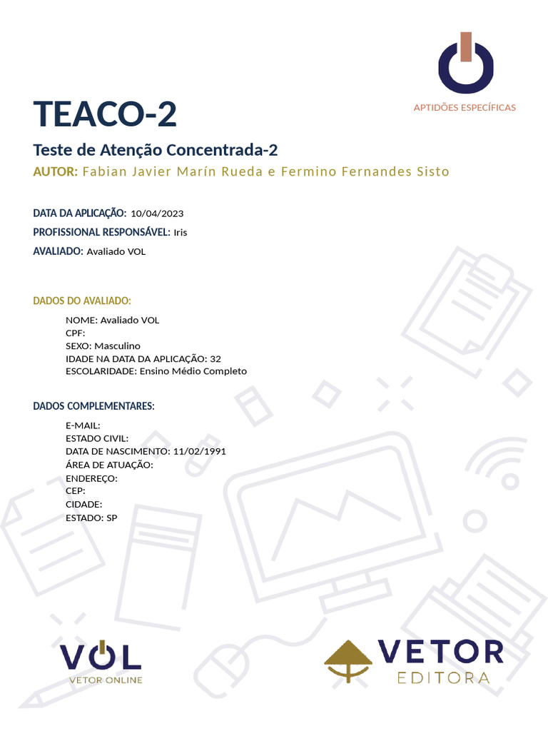 Resultados do TEACO-2 de Atenção Concentrada | PDF | Informação | Atenção