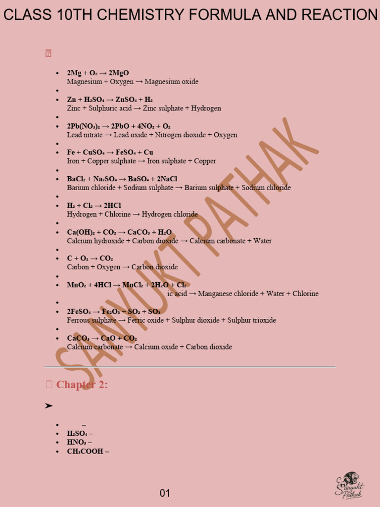 Chemistry Formula and Reaction | PDF | Hydroxide | Oxide