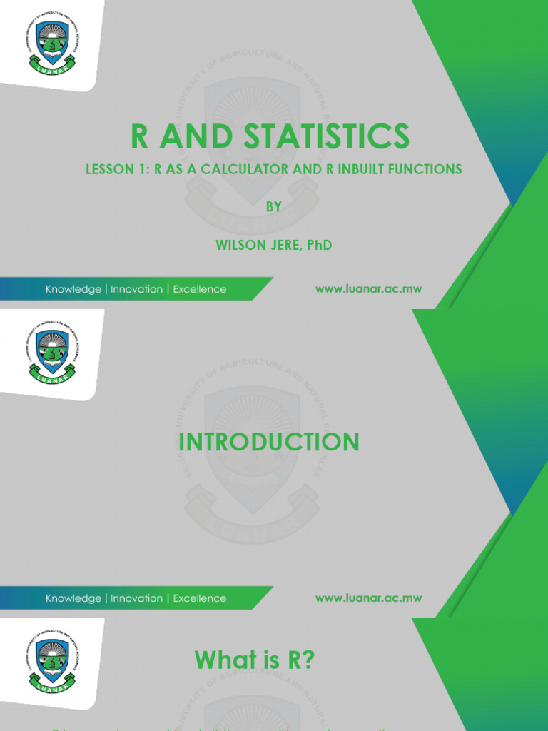Lesson 1 R As A Calculator and in Built Functions | PDF ...