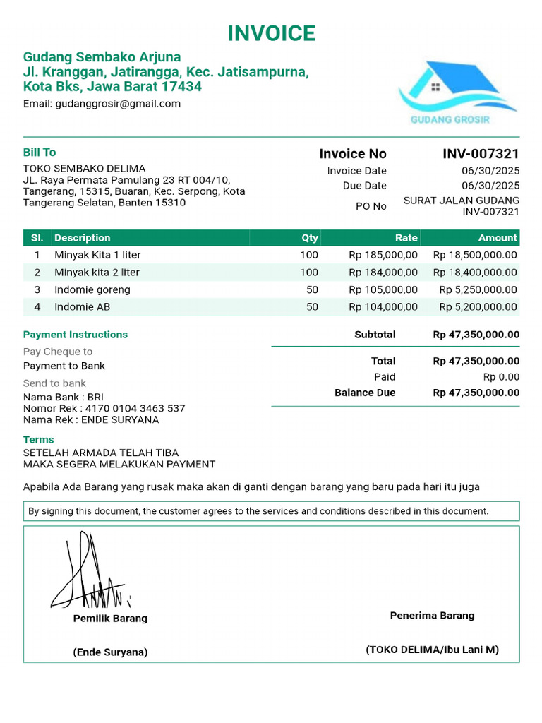 Invoice INV 007321 | PDF
