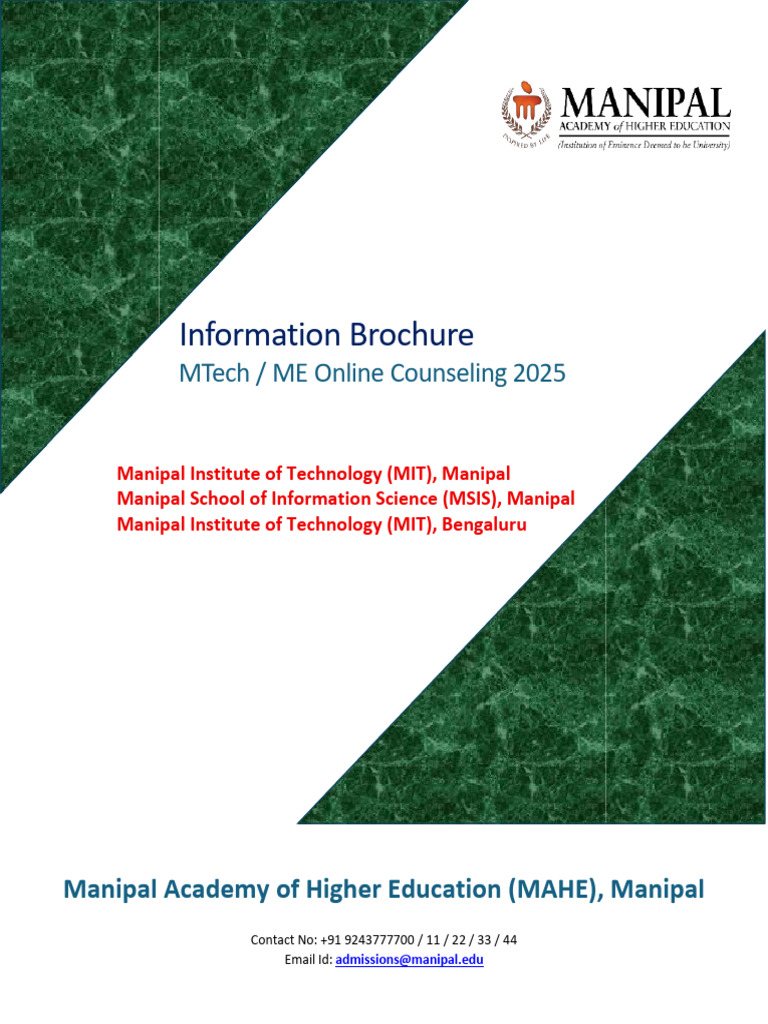 Manipal MTech Counseling Guide 2025 | PDF | Engineering | Mechanical ...