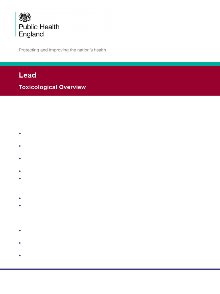 Lead Toxicology: Health Effects Overview | PDF | Lead | Air Pollution