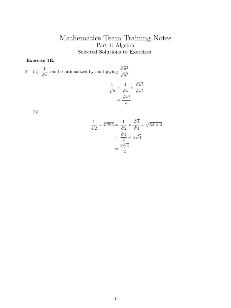Algebra Training Solutions and Exercises | PDF | Inequality ...