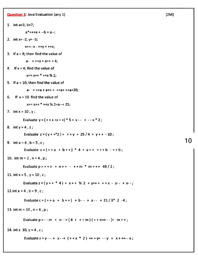 Java Evaluation Problems and Solutions | PDF