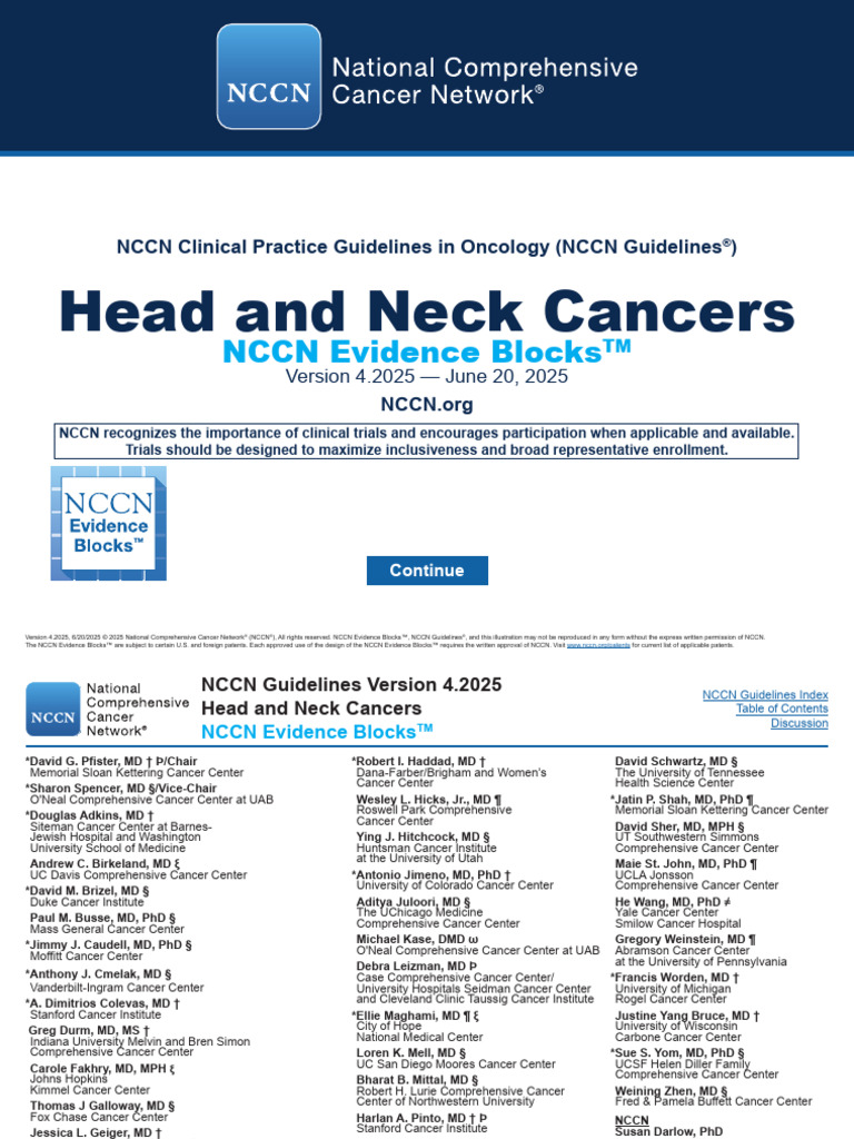 NCCN Guidelines for Head and Neck Cancer | PDF | Head And Neck Cancer ...