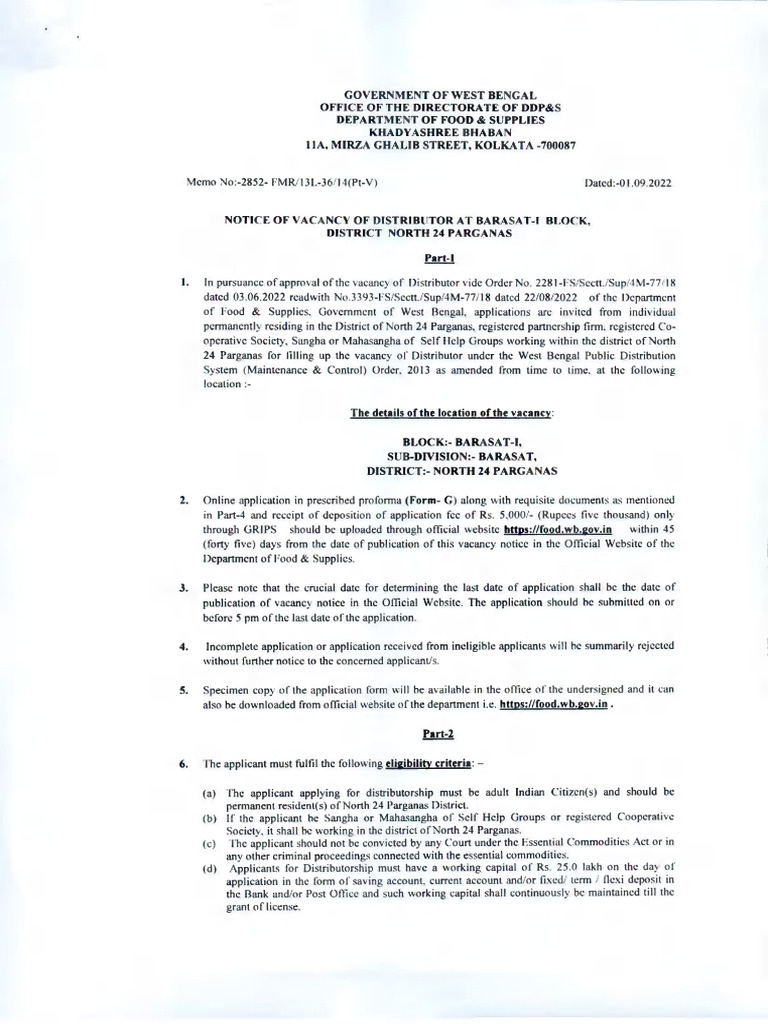 Distributorship Vacancy Notification 08-03-2025 00-23-58 | PDF