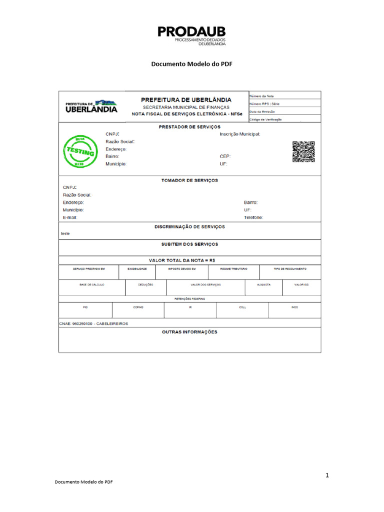 Documento Modelo Do PDF para RPS | PDF