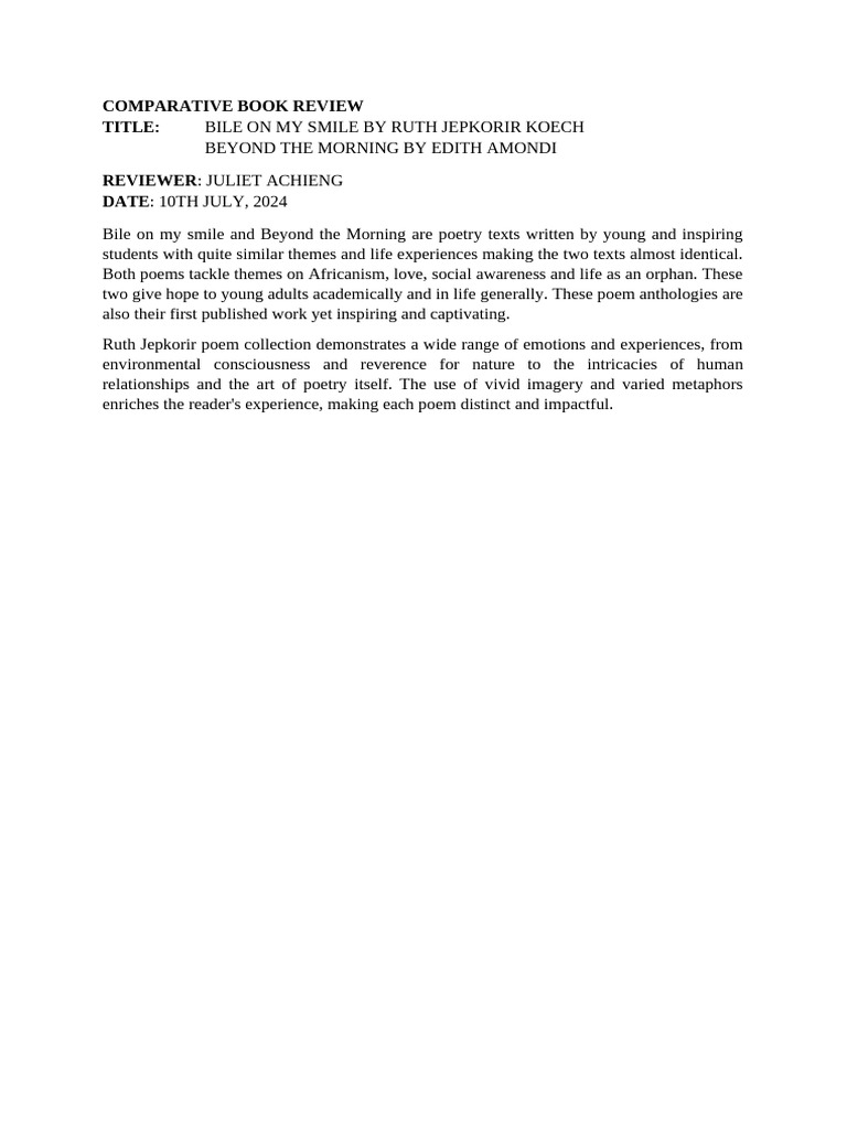 Comparative Book Review Poems BB | PDF