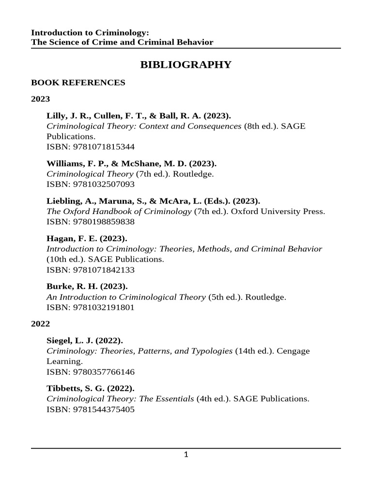 Intro To Crim Book Bibliography | PDF | Criminology | Crimes