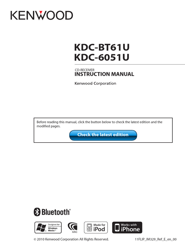 Kdc-6051u Bt61u (En) | PDF | Compact Disc | Bluetooth