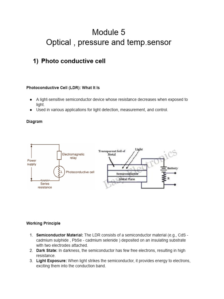 Light and Energy Sensors Overview | PDF | Thermocouple | Optical Fiber