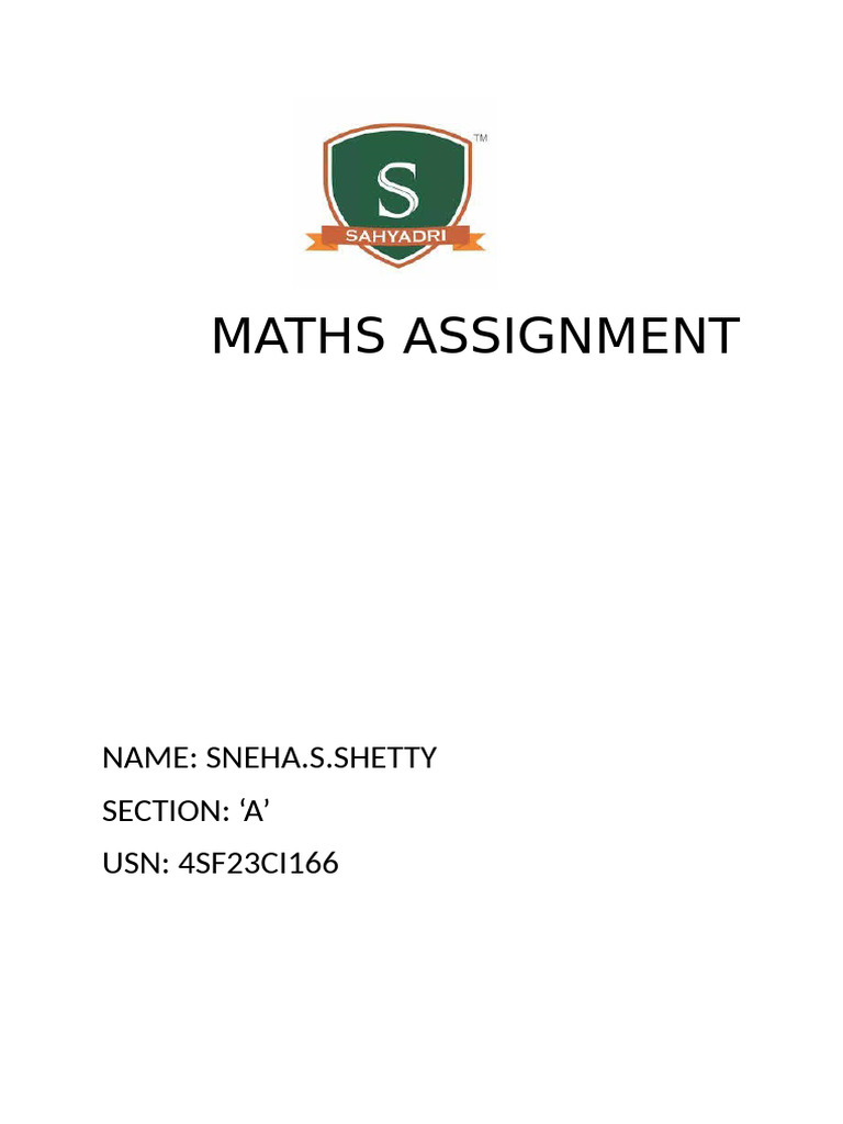 Maths Assignment | PDF