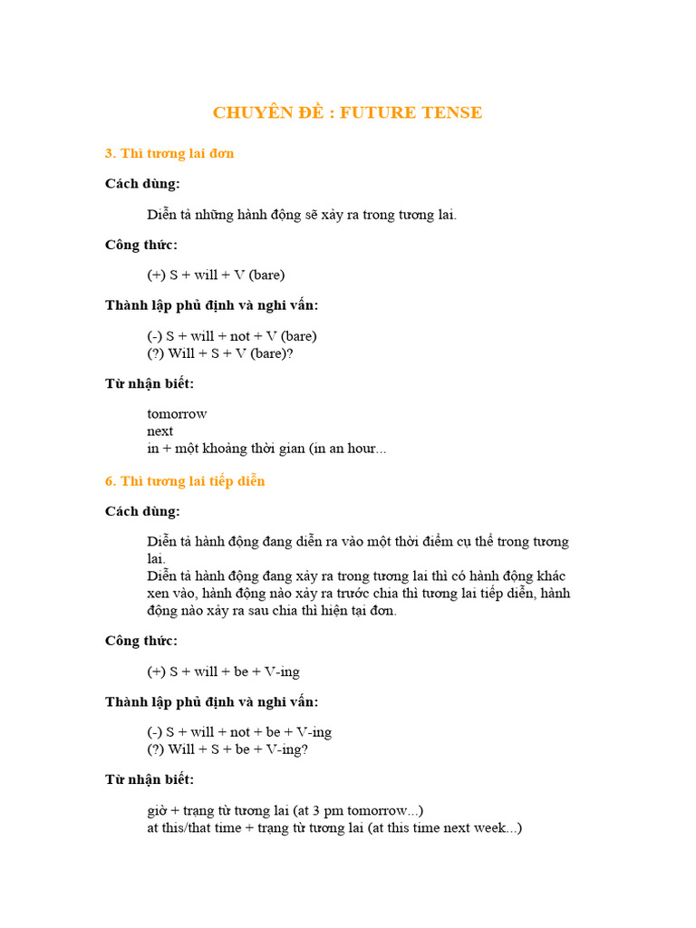Tenses in Future English Usage | PDF | Linguistics | Grammar