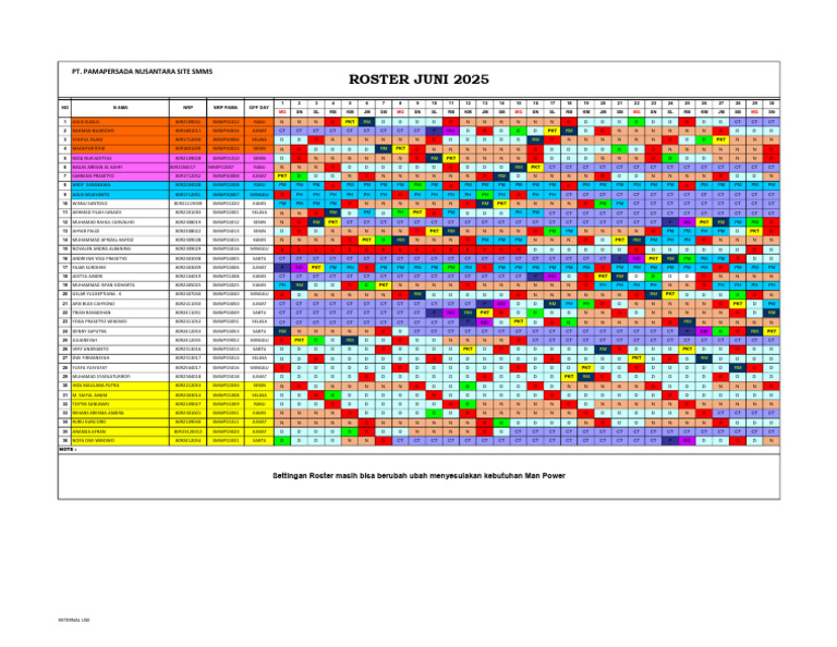 Roster Schedule for June 2025 | PDF