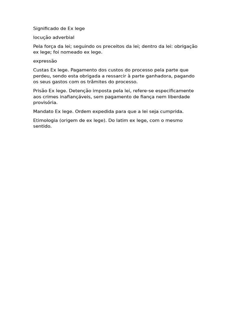 Significado de Ex Lege e Aplicações | PDF