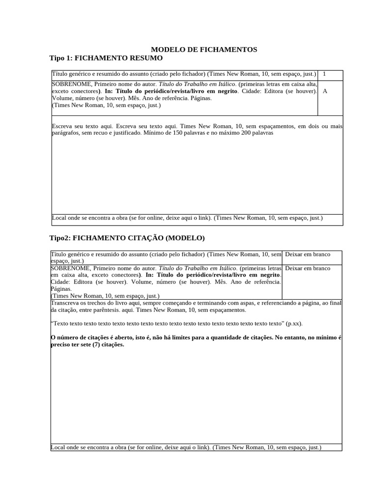 Template Fichamento | PDF