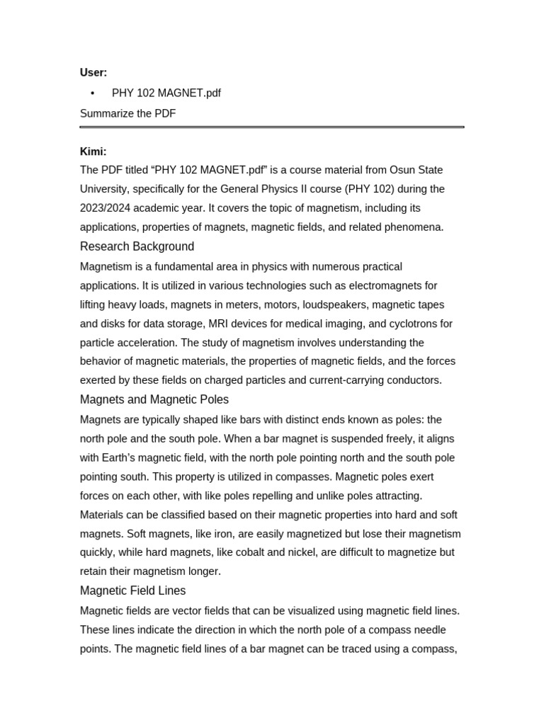 Magnetism Concepts and Calculations | PDF | Magnetism | Magnetic Field
