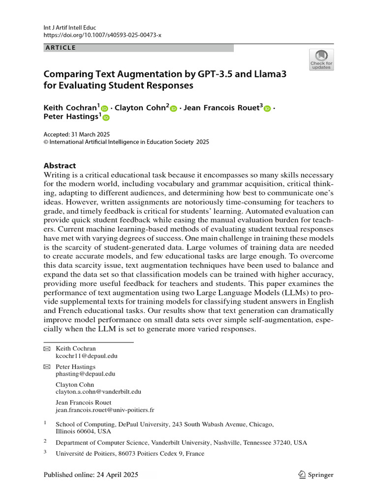 Text Augmentation with GPT-3.5 vs Llama3 | PDF | Learning