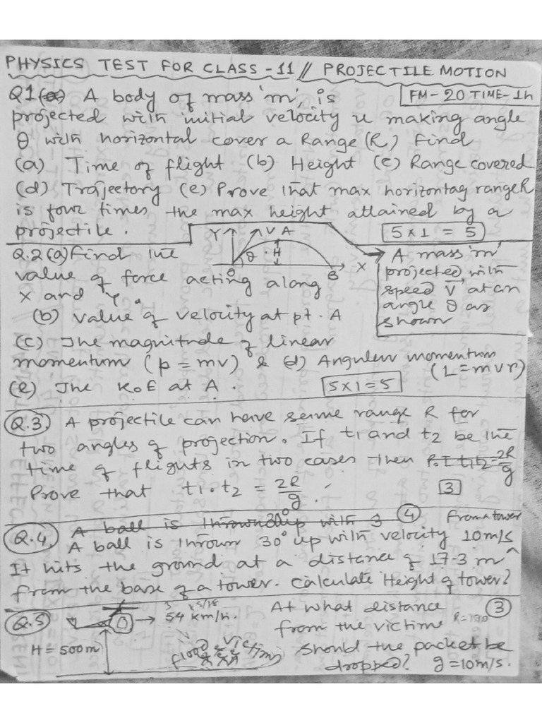Projectile Practice Test | PDF