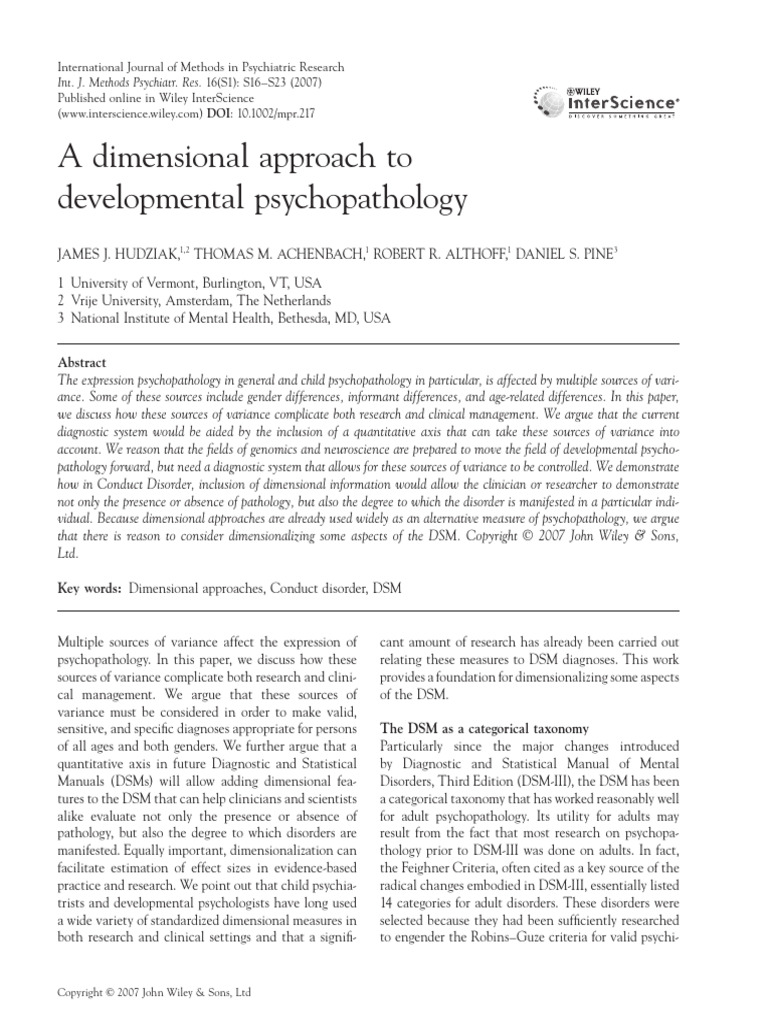 Dimensional Approaches in Child Psychopathology | PDF | Diagnostic And ...