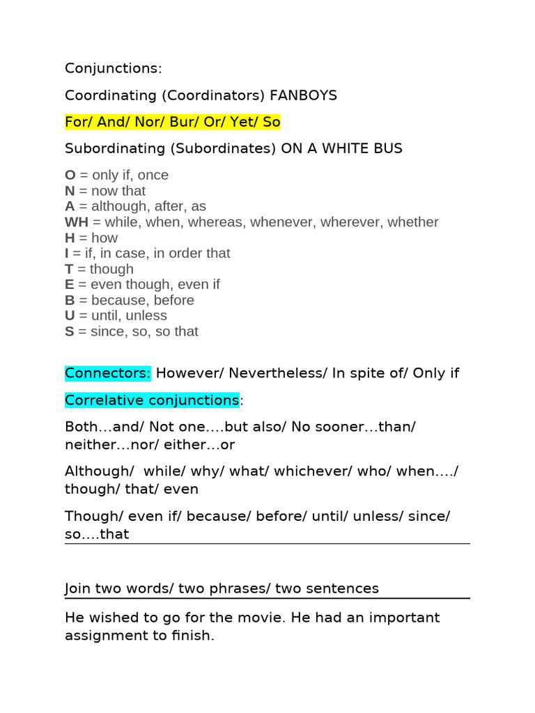 Conjunction S | PDF