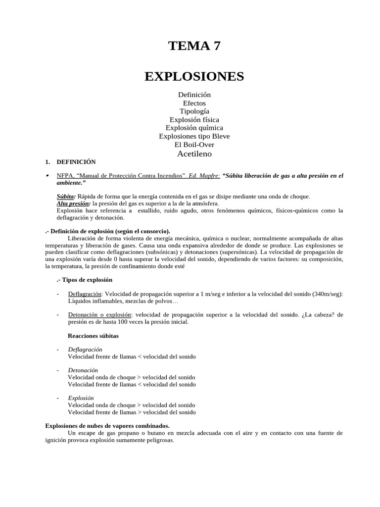 Tipos y Efectos de Explosiones | PDF | Combustión | Líquidos