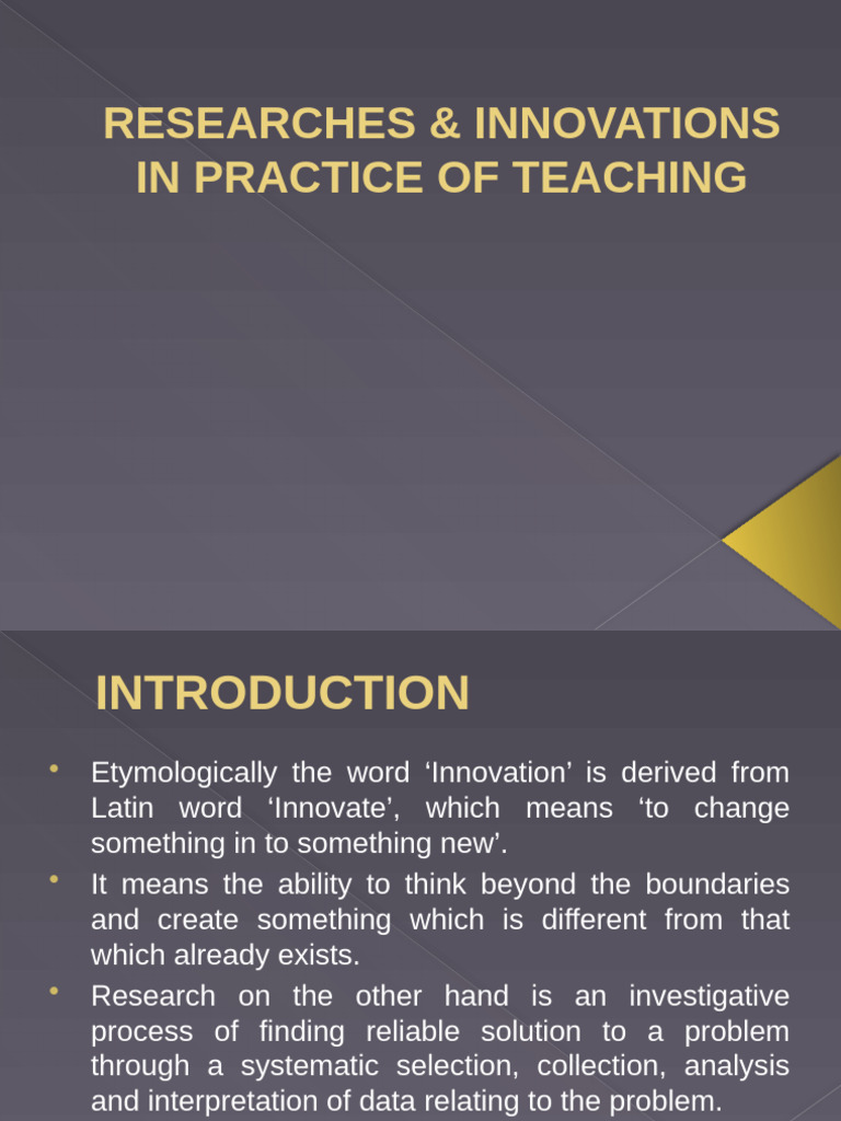RESEARCHES & INNOVATIONS IN PRACTICE OF TEACHING | PDF | Teachers ...