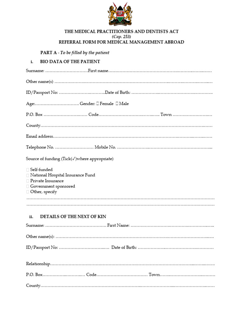 Referral Form For Medical Management Abroad | PDF | Medicine | Social ...