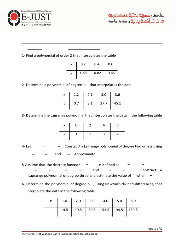 Numerical Analysis: Interpolation Homework | PDF | Interpolation ...