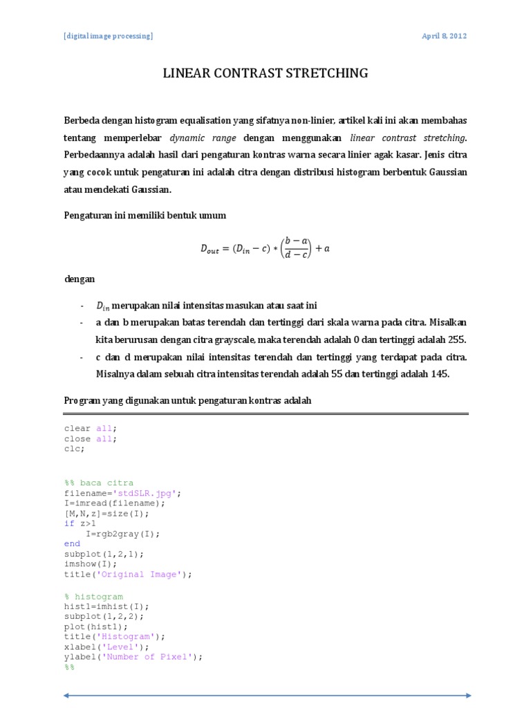 Linear Contrast Stretching pada Citra | PDF