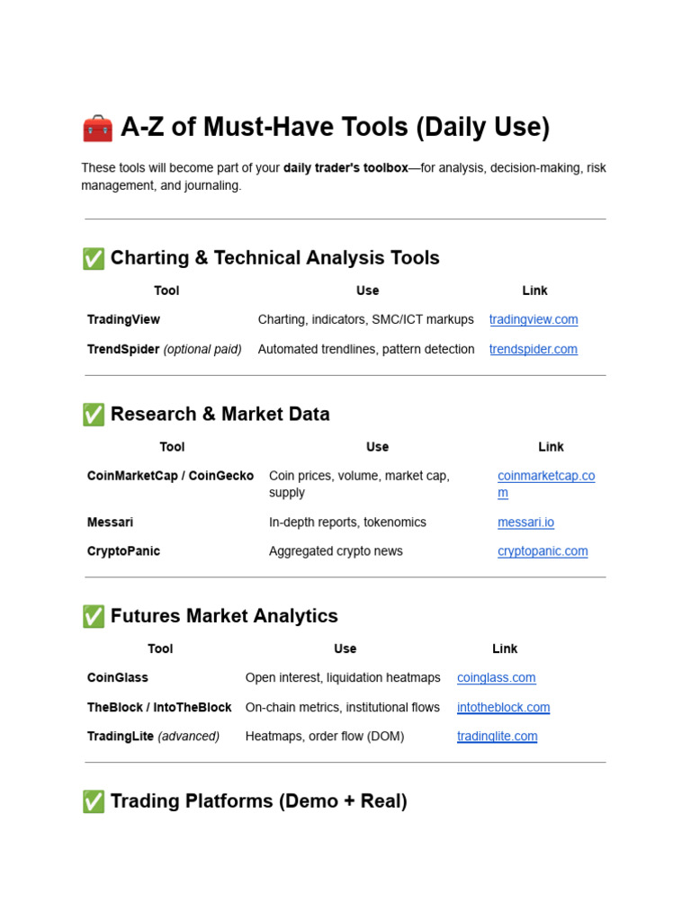Essential Tools for Crypto Trading | PDF | Margin (Finance) | Futures ...
