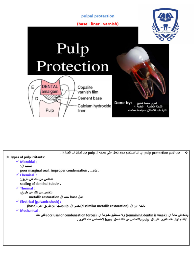 Pulpal Protection | PDF