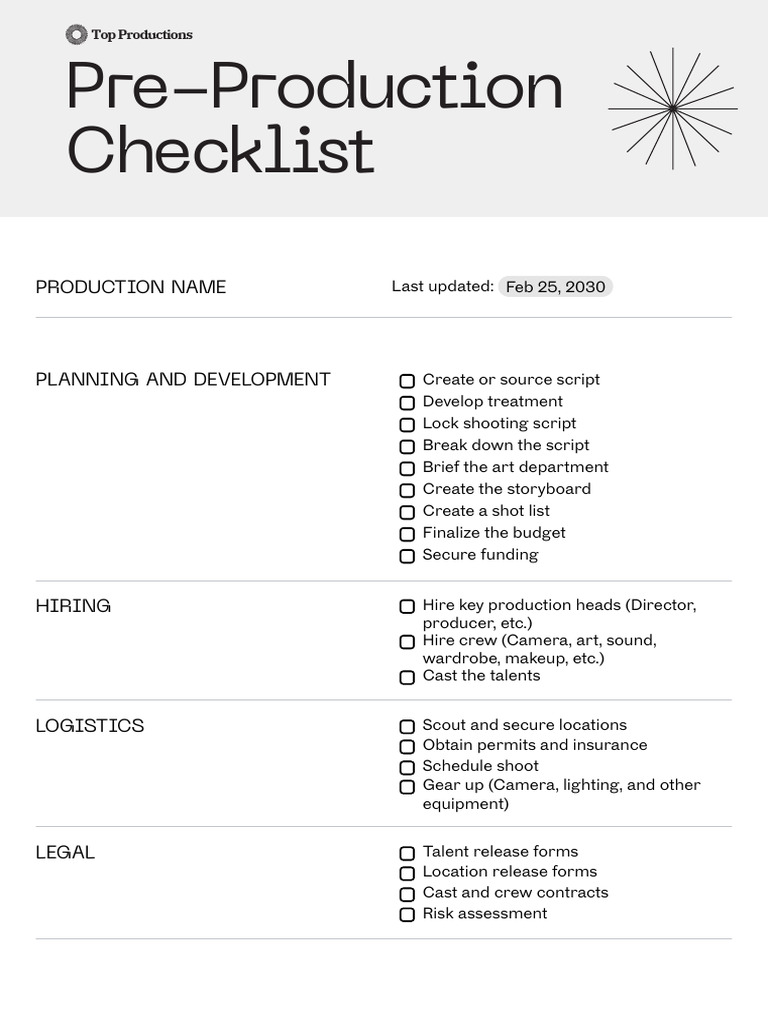 Produção Pré-Checklist | PDF