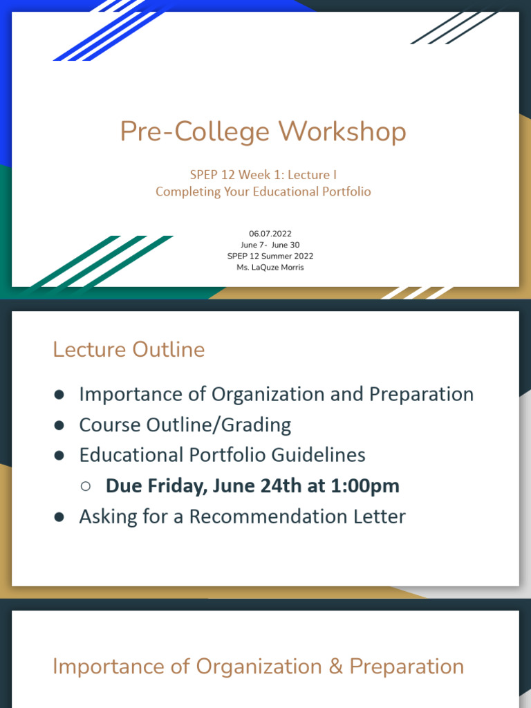 Pre-College Workshop Lectures I & II Ms. Alexander | PDF | Résumé ...