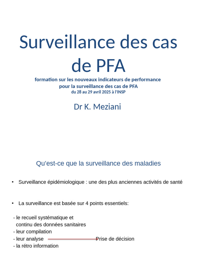 Surveillance des cas de PFA 2025 | PDF | Troubles neurologiques ...