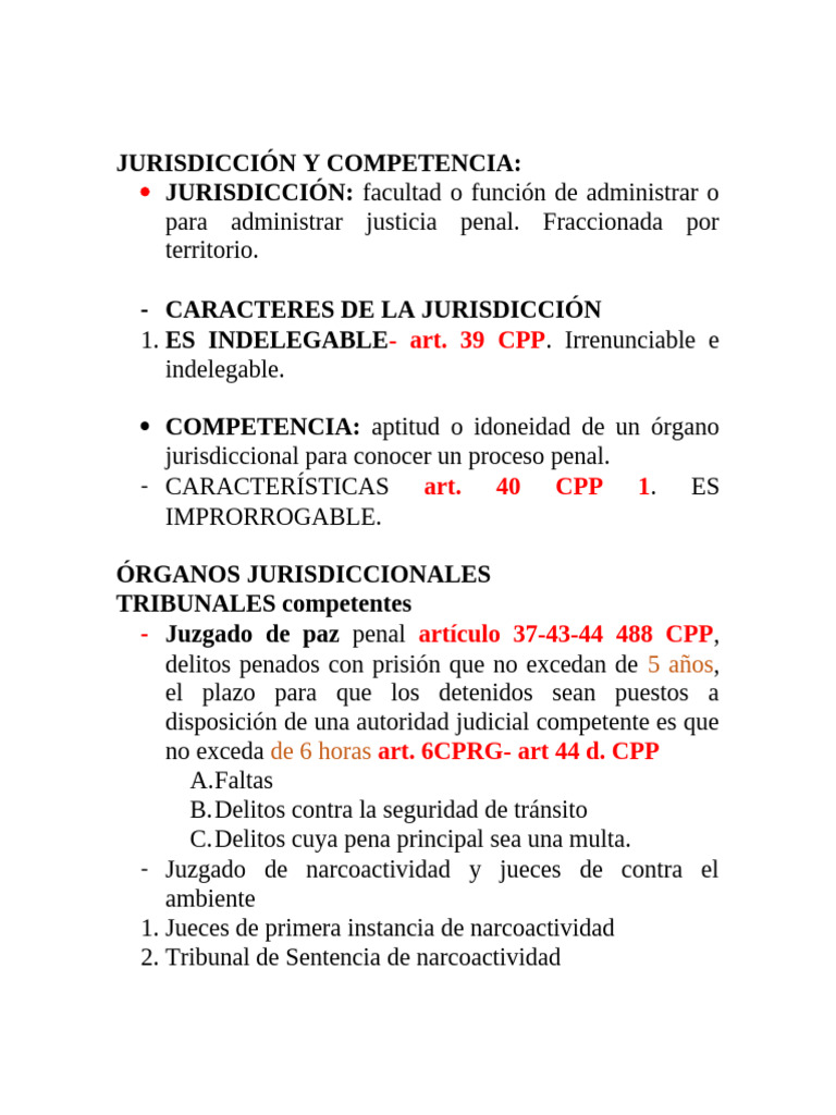 Jurisdicción y Competencia en Derecho Penal | PDF | Apelación | Judicaturas