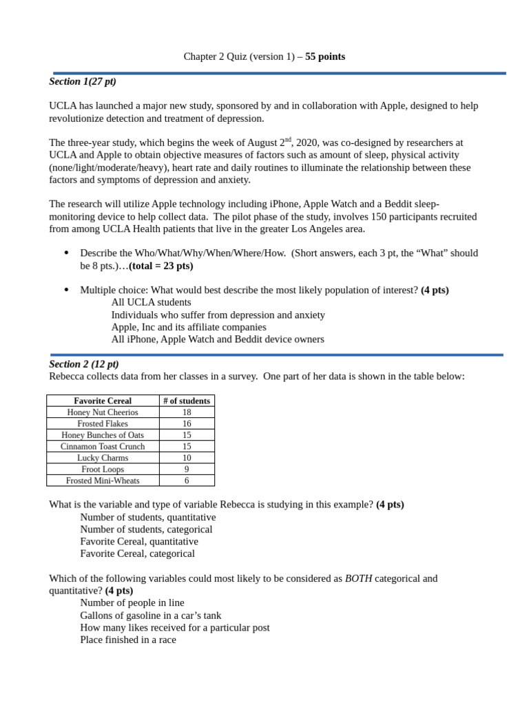 UCLA-Apple Depression Study Quiz | PDF | Presidents Of The United ...
