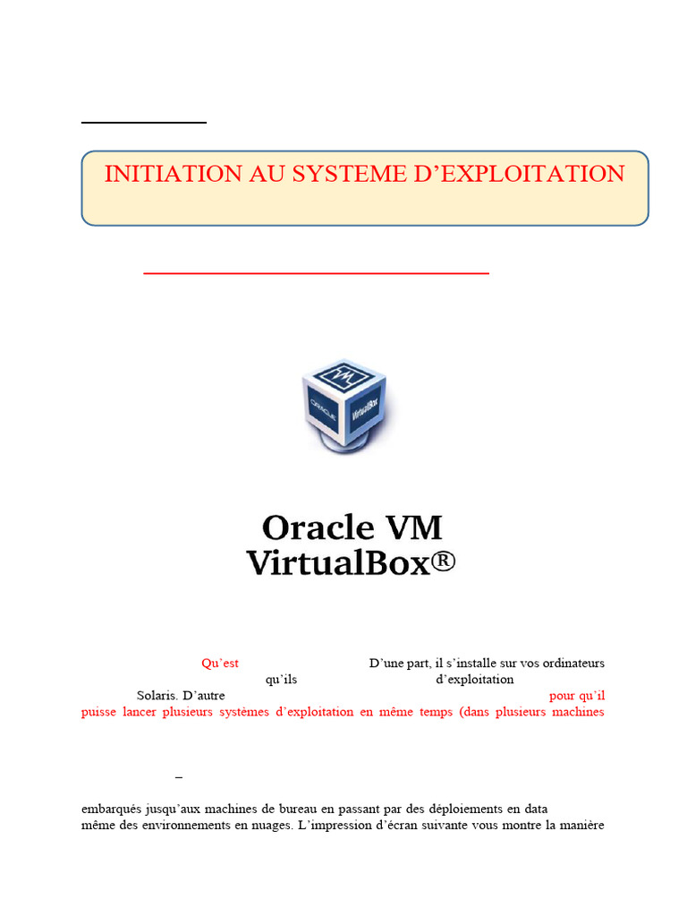 Introduction à Oracle VM VirtualBox | PDF | Machine virtuelle ...