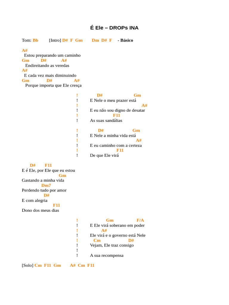 Cifra e Letra: É Ele – DROPs INA | PDF